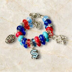 Seattle Kraken beaded charm bracelet. NHL